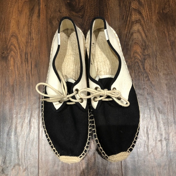 SOLUDOS black and cream espadrilles size 9 - Picture 2 of 5
